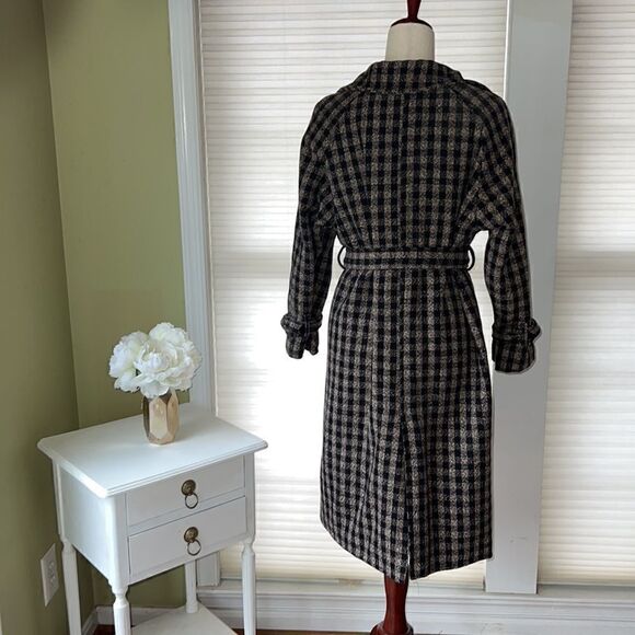 Nerazzurri Women’s S gorgeous Black and brown check long belted coat jacket - Picture 11 of 16